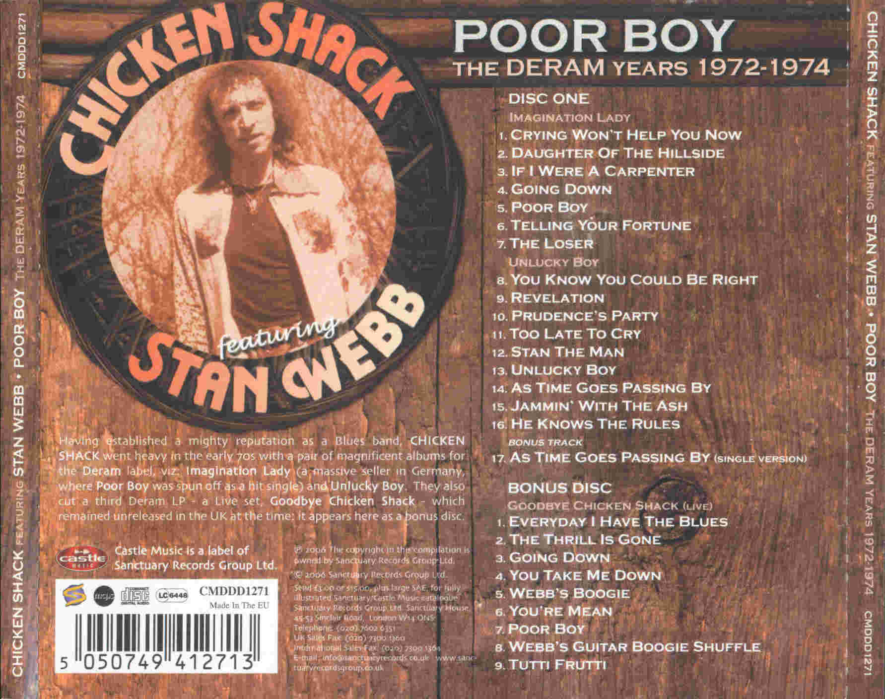 Chicken Shack  Poor Boy The Deram Years 1972 1974 : Back
